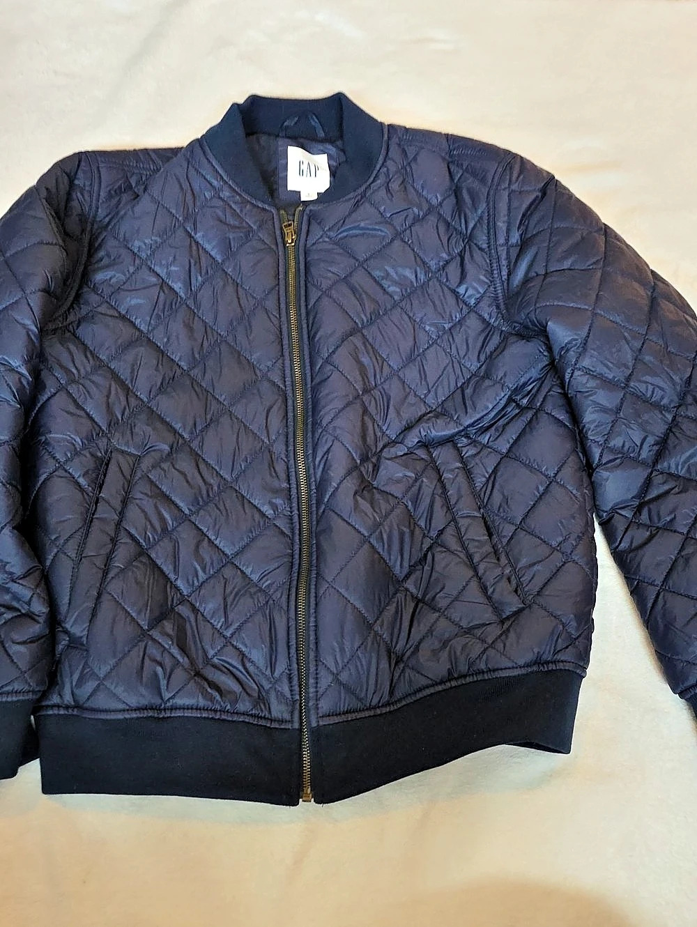 Gap Quilted Bomber Jacket in Blue Size Small